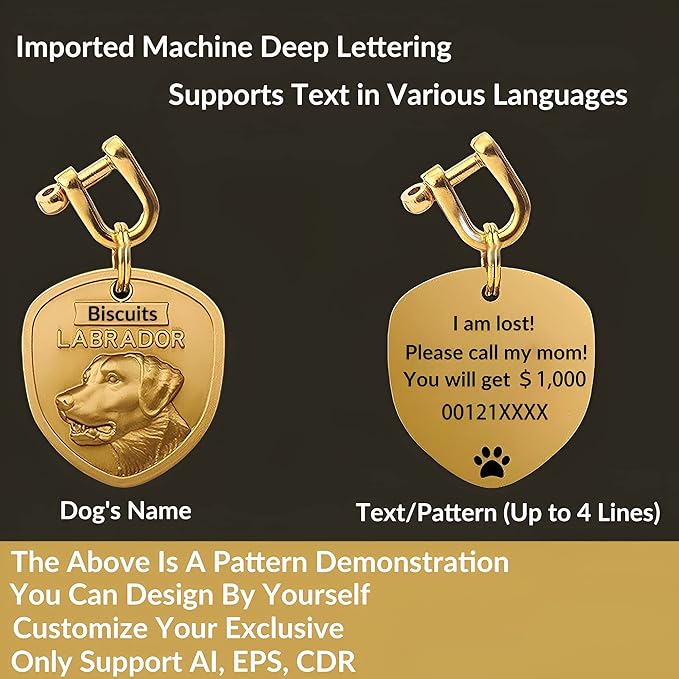 Vintage Pure Copper Pet ID Tags,Personalized Dog Tags,Three-Dimensional Relief Pet Pattern,Lettering on The Front and Back,Custom Pet Tags (A17-Shiba Inu)