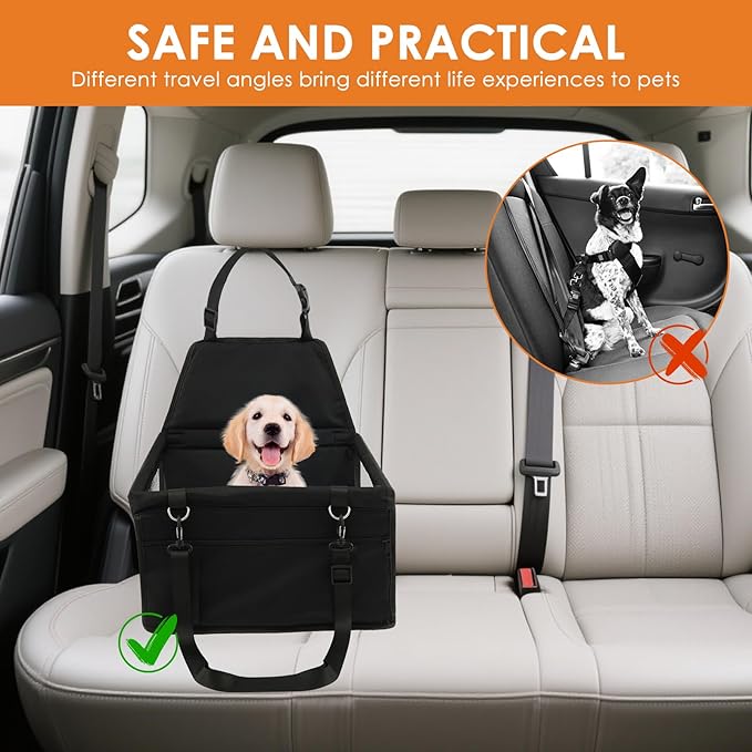Oxford Cloth Car Pet Booster Seat Adjustable Strap Large Capacity Car Dog Bag Carrier W Safety Lock for Puppy Cat Travel