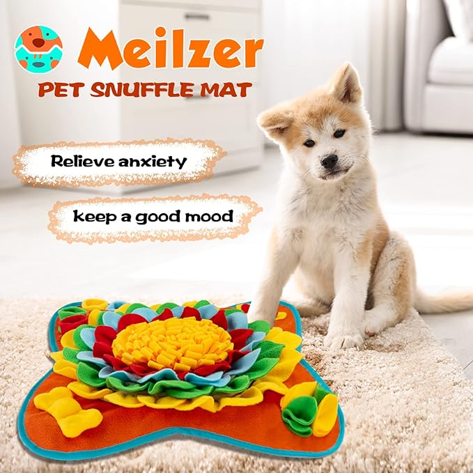 Snuffle Mat for Dogs Pet Treats Feeding Mat for Small/Medium Breed Dogs Non-Slip/Portable/Durable Interactive Dog Puzzle Toys Encourages Natural Foraging Skills (Blue)