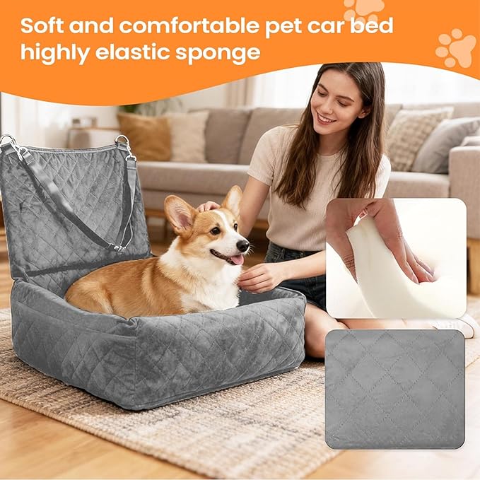 Dog Car Seat, Effortless Cleaning, 61x51x51cm, Puppy Travel Carrier, Automotive Pet Booster, Vehicle SUV Truck Seat, for Road Trip Outdoor Daily Commuting