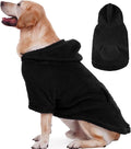 IDOMIK Fuzzy Dog Sweater with Adjustable Hood, Warm Fleece Dog Sweater Hoodie with Harness Hole & Pocket, Pullover Sweaters for Large Dogs, Fuzzy Hooded Sweatshirt for Fall Winter Christmas,Black,3XL