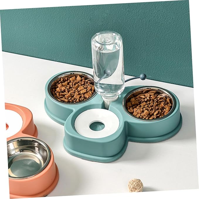 Automatic Waterer Feeder Dog Cat Food Dispenser Elevated Tilted Pet Supplies