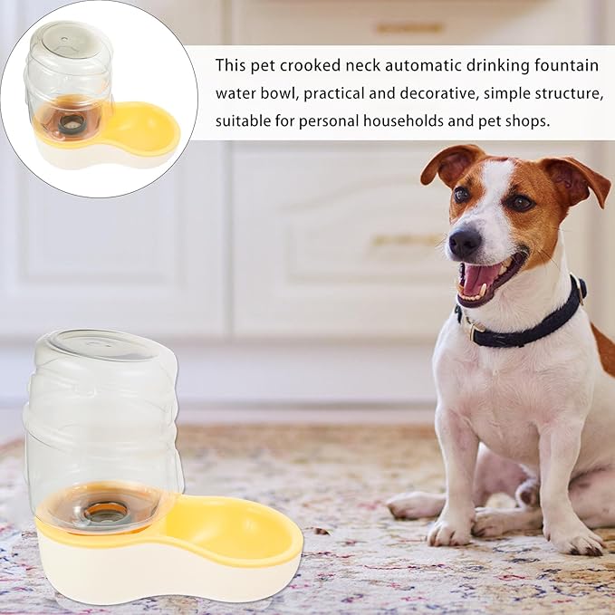 Automatic Pet Water Feeder Bowl Cream Yellow Slanting Design Plastic Pet Drinking Water Container for Cats and Puppies