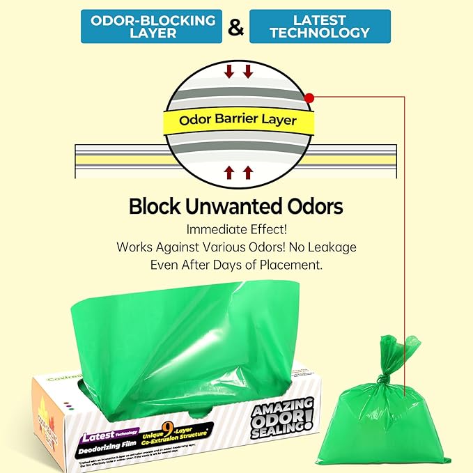 Odor-Sealing Dog Poop Bags 90 Count, Extra Strong Odor Control, Mutil-Layer Unscented Pet Waste Bags with Leak-Proof Design, Ideal for Dog Walks & Backyard Cleanup (Size:L, Color:Green)