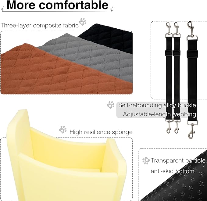 YOUVEE Dog Car Seat for Small/Medium Dog 20lbs 25lbs up to 32 lbs,Fully Detachable and Washable Puppy Booster seat with Storage Pockets,2 Adjustable Safety Belts,Anti-Slip Base(Black)