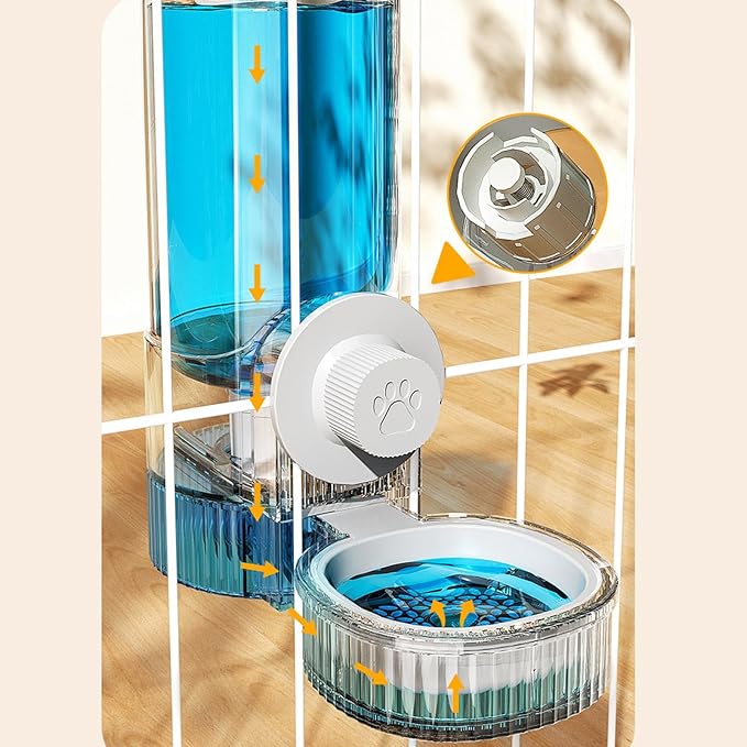 2PCS Pet Water Bowl Food Feeders Automatic Dog Feeding Water Dispenser Hangable Drinking Container for Cage Bowl