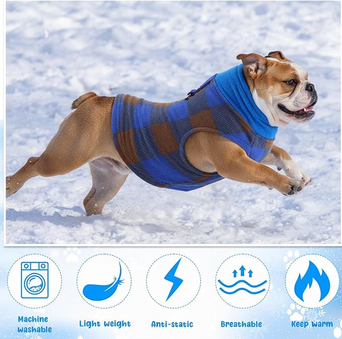 Reginary 10 Pack X-Large Dog Sweaters Fleece Pet Dog Clothes with Leash Ring Soft Warm Winter Puppy Plaid Shirt(Bright)