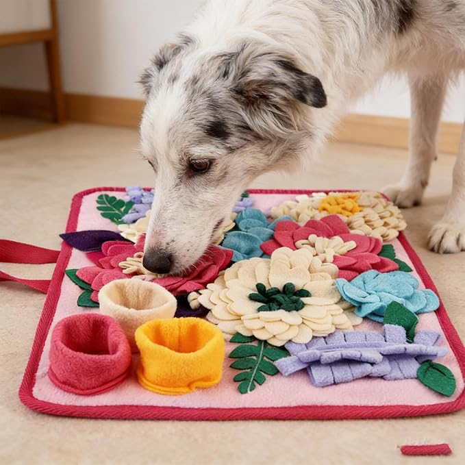 Snuffle Mat for Dogs - Folding Foraging Dispenser Base, Puppy Snuffle Mat, Soft Fabric Material, Interactive Nose Work Toy, for Training Feeding Licking Sniffing Digging Exercise Indoor Enrichment