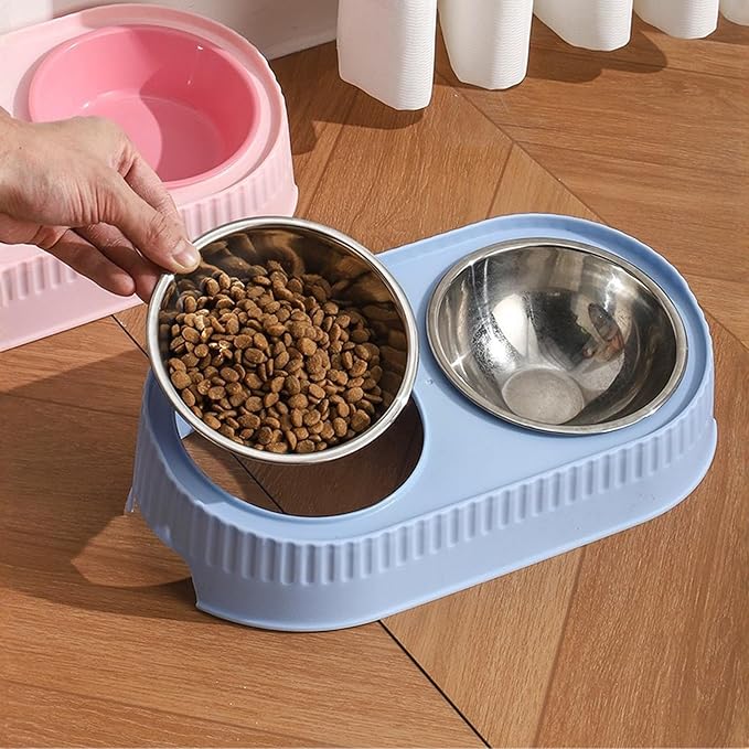 Large Capacity Automatic Pet Feeder, 2 in 1Automatic Food and Water Dispenser, Pet Feeder for Small Medium Dog Puppy Cat Kitten (Blue)