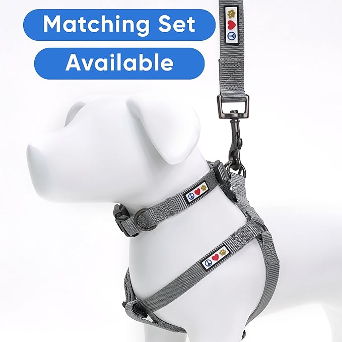Pawtitas Personalized Dog & Puppy Harness Large Grey Custom ID Tag Adjustable No Pull Vest