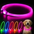 Flashseen LED Dog Collar, USB Rechargeable Glowing Lighted Up Collar, Cuttable Water-Resistant TPU Safety Collar Lights for Small Medium Large Dogs