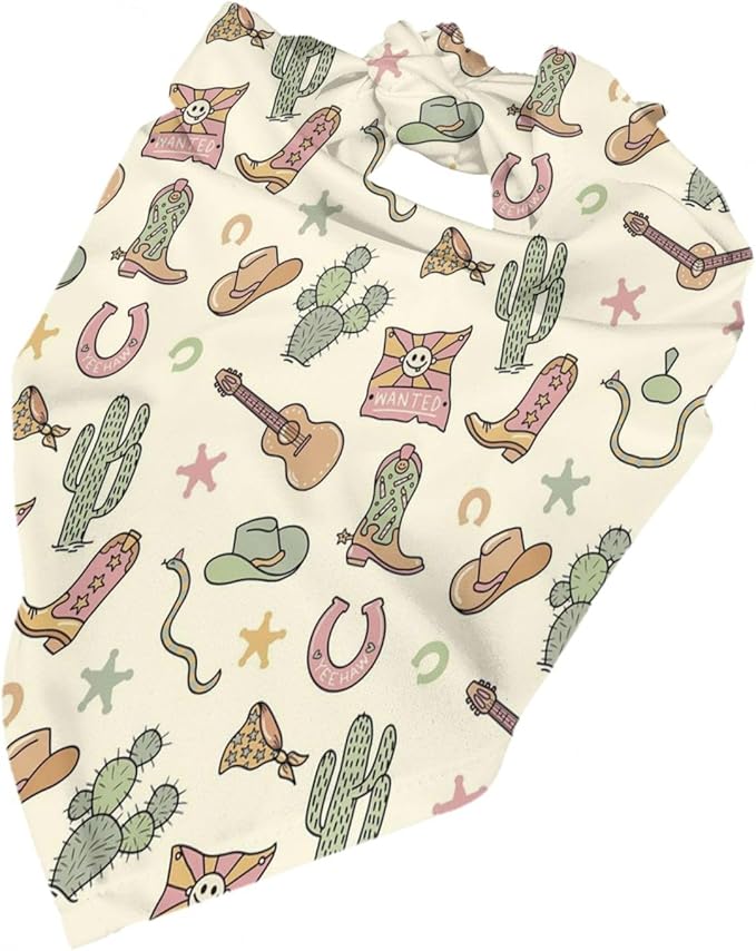 Western Dog Bandanas, Cartoon Cowboy Dog Scarf, Accessories Puppy Kitten Party Festival and Daily Wearing,West Cowboy Accessories Party Cosplay (Light Green)