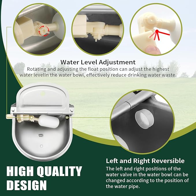 Automatic Animal Drinking Water Bowl with Float Valve | Stainless Steel Drinking Water Bowl for Horse,Goat,Pig,Dog. (with Drainage Hole)