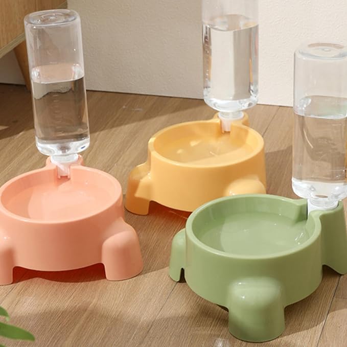 Elevated Pet Feeders with Removable Bottle 500ml Automatic Water Dispenser Cat Dogs