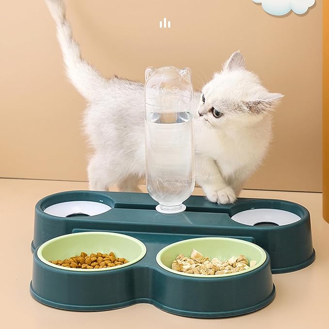 Automatic Dog Feeder, 4 in 1 Pet Food Feeders with Automatic Water Bottle Bowl, Double Bowl Cat-Food Dispenser Automatic, Pet Supplies