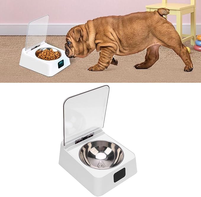 AYNEFY Automatic Pet Feeder,USB Charging Digital Display Intelligent Infrared Sensor Lid Opening Dog Feeder Smart Dog Cat Feeder Pet Food Water Bowl for Home