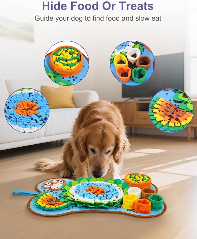 JXTZ Snuffle Mat for Dogs, Pet Sniffing Pad for Medium & Small Dogs, 25 x 17 in, Slow Feeder Dog Treat Mat for Training & Stress Relief, Improves Sniffing Abilities, Non-Slip Bottom, Easy to Clean