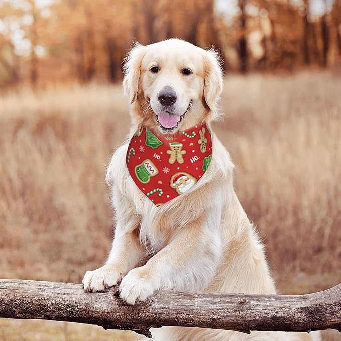 Christmas Gingerbread Man Santa Claus Tree Candy Cane Cute Dog Bandana Scarf Triangle Bibs Pet Accessories Cat Kerchief White40 One Size