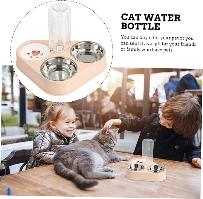 Cat Dog Automatic Water Dispenser Stainless Steel Food Bowls Pet Feeding Bottle