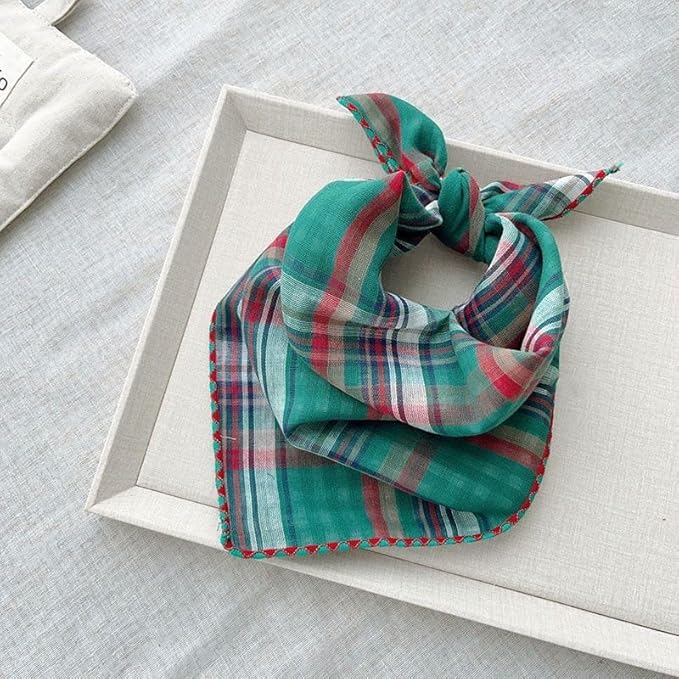 Double Layers Two Tones Dog Cotton Square Bandana Bibs Scarf Kerchief for Small Medium Dogs Boy or Girl - DCB20 G&R