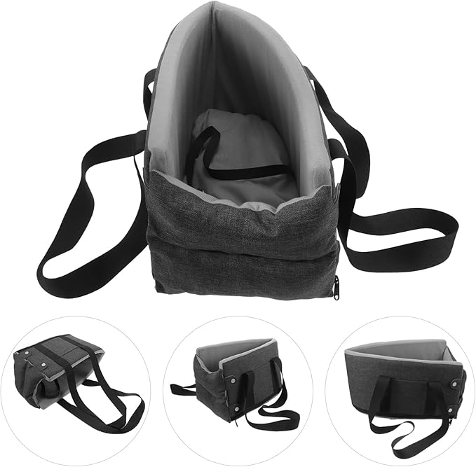 Dog Car Seat for Pets Portable Center Console Travel Seat for Dogs and Cats Soft Design for Easy Cleaning Deep Grey
