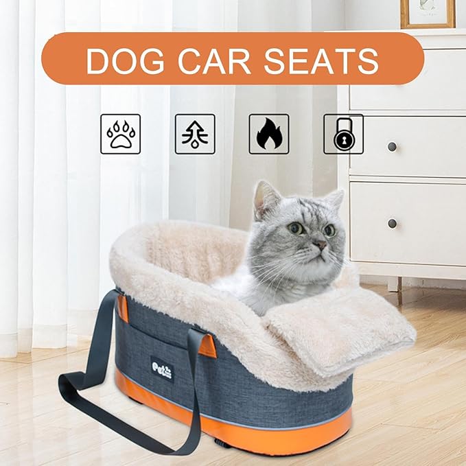 Pet Safety Portable Carrier Booster Seat Easy to Use Travel Carrier with Straps for Dogs Cats, Gray