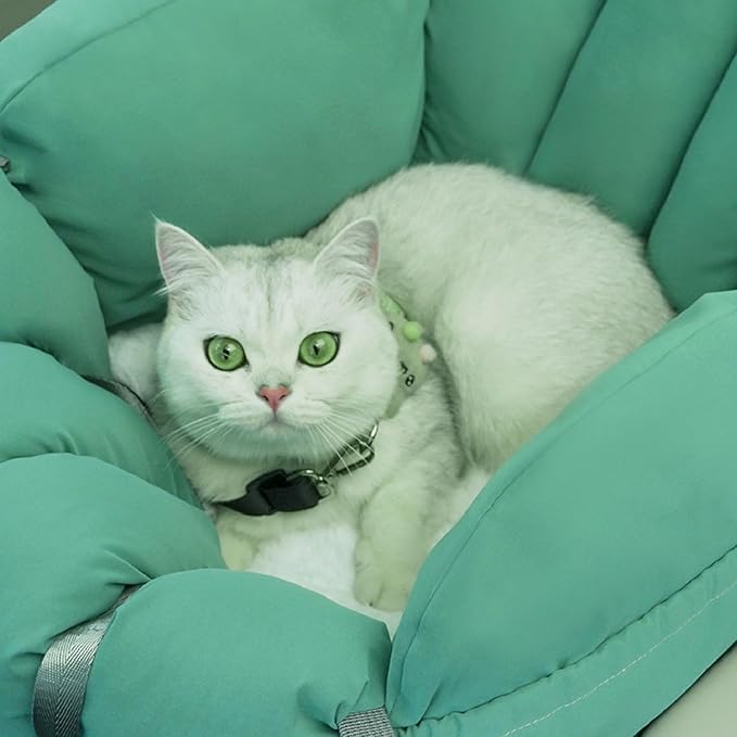 Small Dog Car Seat, Easy to Clean Closed Design Warm Dog Booster Seat Blanket with Portable Handle for Cats Dogs (Green)