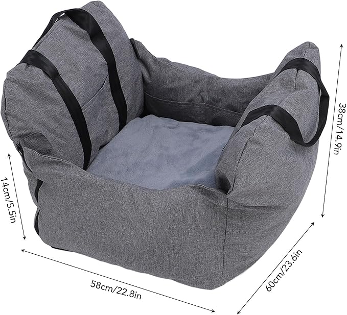 Portable Pet Booster Seat, Comfortable Dog Car Seat with PP Cotton, Washable Travel Safety Car Seat for Trip, Light and Portable with Oxford Cloth for Pet Seat