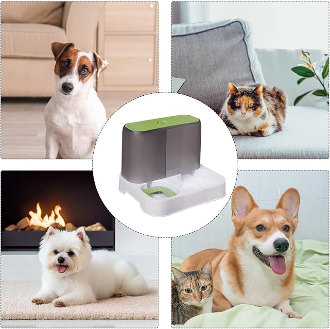Automatic Cat Feeder, Cat Auto Feeder Dog Feeders, Cat Feeder Automatic, Automatic Dog Food Dispenser, Large Capacity Water Dispenser, Pet Food Dispenser, Food Bowl Pet Supplies (Green)