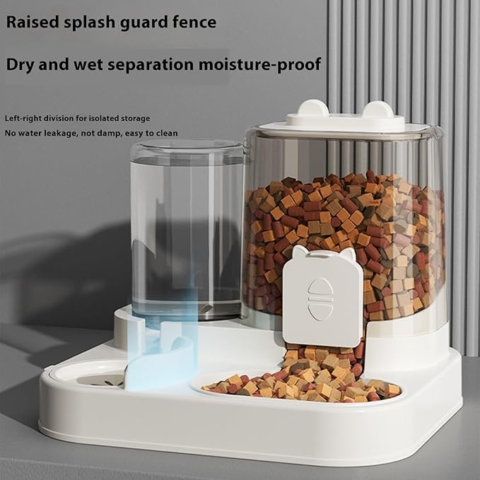 Automatic Refilling Pet Water Bowl and Food Dish Set with Stainless Steel Removable Tray Anti Tip Base for Small Animals Pet Food and Water Dispenser
