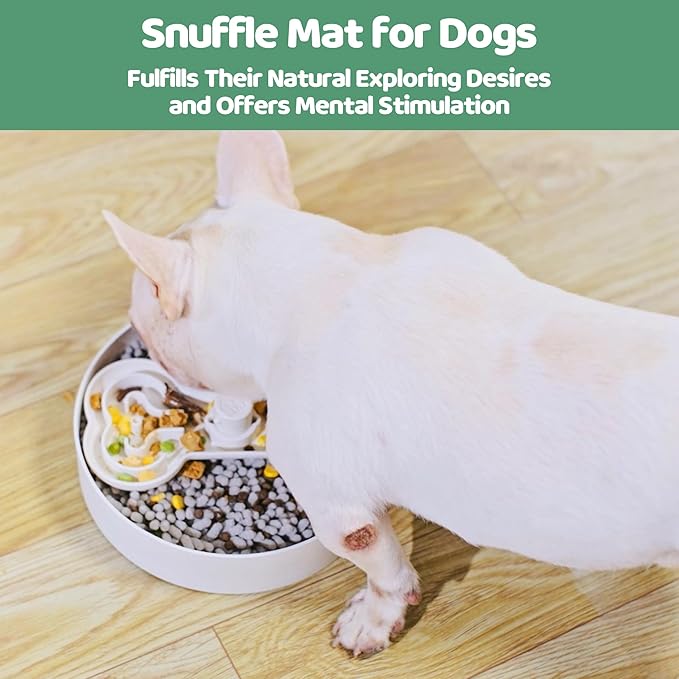 Puzzle Feeder Slow Feeder Dog Bowl Insert & Snuffle Mat 2-in-1, Machine Washable Food Puzzle for Large Dogs, Soft Feeder Insert to Slow Eating