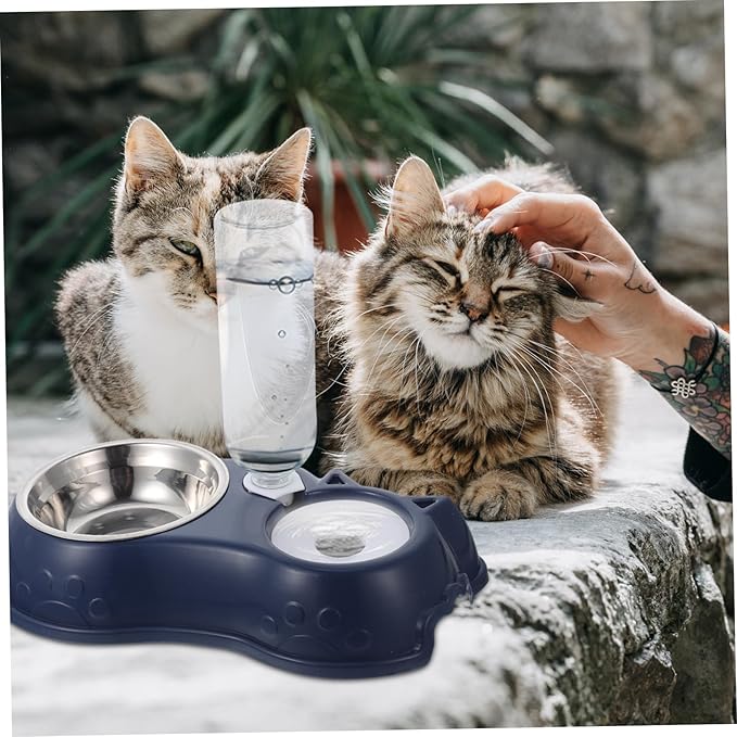 1set Pet Dual Use Feeder and Water Dispenser for Cats and Dogs Automatic Food Bowl Spill-Resistant Design Convenient Feeding for Home and Pet Shops