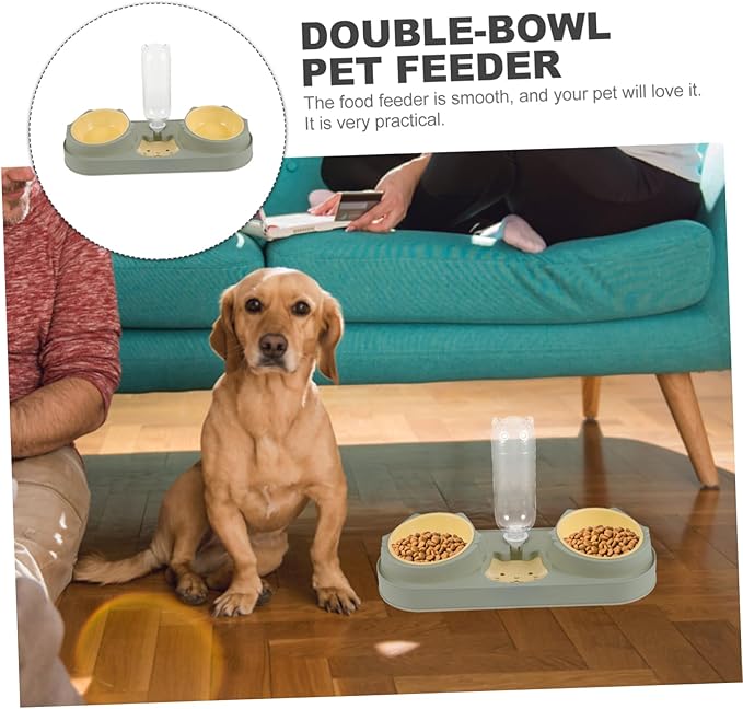 SUPVOX Automatic Pet Feeder and Water Dispenser with Dual Bowls Bite-Resistant Lightweight Non-Slip Design for Cats and Dogs Random Styles
