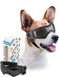 PETLESO Dog Goggles Small Breed, UV Protection Dog Sunglasses for Medium Dog Outdoor Riding Driving, Medium Black