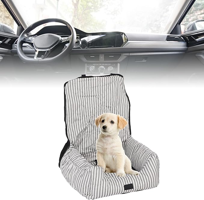 Dog Booster Seat, Pet Car Seat with Adjustable Nylon Straps & Non - Slip Rubber Dots for Car Travel Bed with Storage Pockets