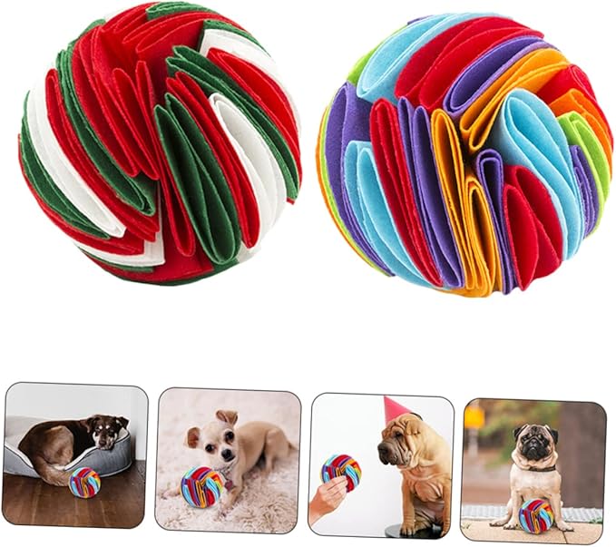 BESPORTBLE 2pcs Dog Teething Toys Sniffing Balls Interactive Pet Snuffle Balls Slow Feeding Dog Toys for Puppies
