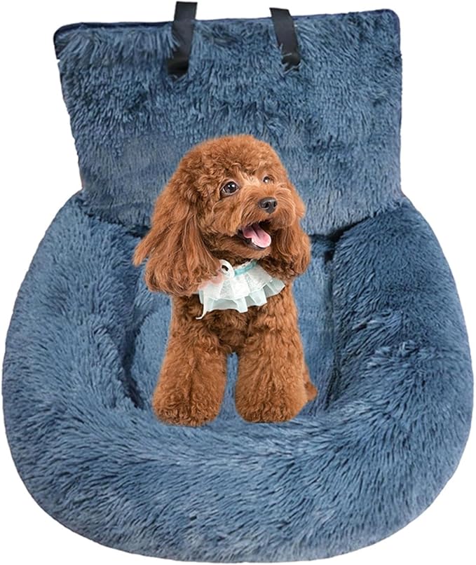 Dog Car Carrier Seat – Large Console Booster Seat, Soft Detachable Pet Carrier, Washable Dog Travel Bed | Pet Booster Seat with Leash & Strap, Washable Dog Car Seat, Safe Dog Car Seat for Travel
