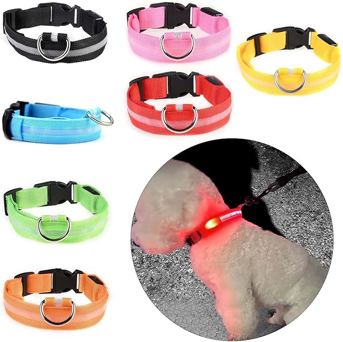 Adjustable Glowing Collar for Small Large Dogs Ensuring for Night Walk Multicolored Dog Collar for Large Dogs