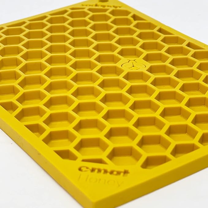 SodaPup Honeycomb eMat – Durable Lick Mat Feeder Made in USA from Non-Toxic, Pet-Safe, Food Safe Rubber for Mental Stimulation, Avoiding Overfeeding, Fresh Breath, Digestive Health, Calming, & More