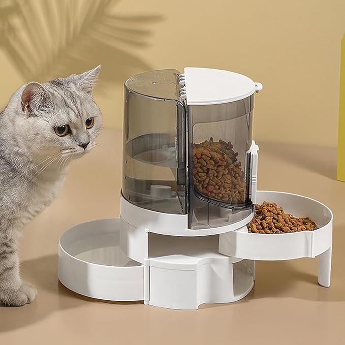 2in1 Pet Water Bowl Food Feeder Automatic Dog Feeding Dispenser Drinking Container Dishware Automatic Drinking for Cats Wet and Dry