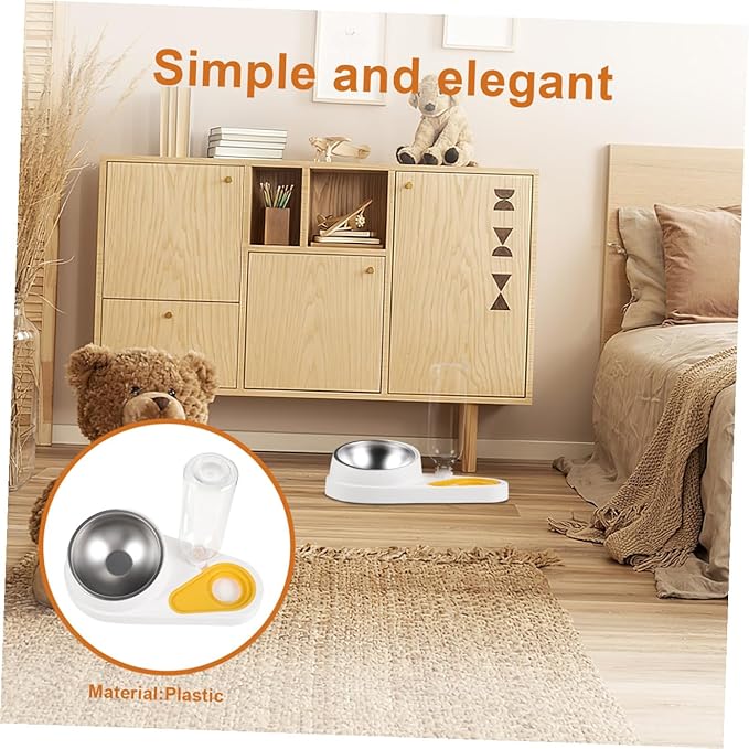 UPKOCH Automatic Pet Feeder and Water Bowl Anti-Spill Dog Cage Feeder with Non-Skid Base White for Cats and Dogs