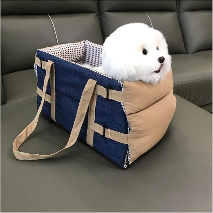 Dog Cat Carrier - Dog Car Booster Seat For Cats Dogs With Dog Travel Car Carrier With Safety Tethers Console Car Seat For Dogs(Blue)
