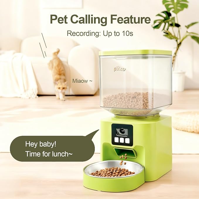 Plike Automatic Pet Feeder with Camera, WiFi Smart Pet Feeder with App Control (2.4G & 5G), 4L Capacity, 2-Way Audio & Night Vision, Anti-Clog Food Dispenser for Cats and Dogs