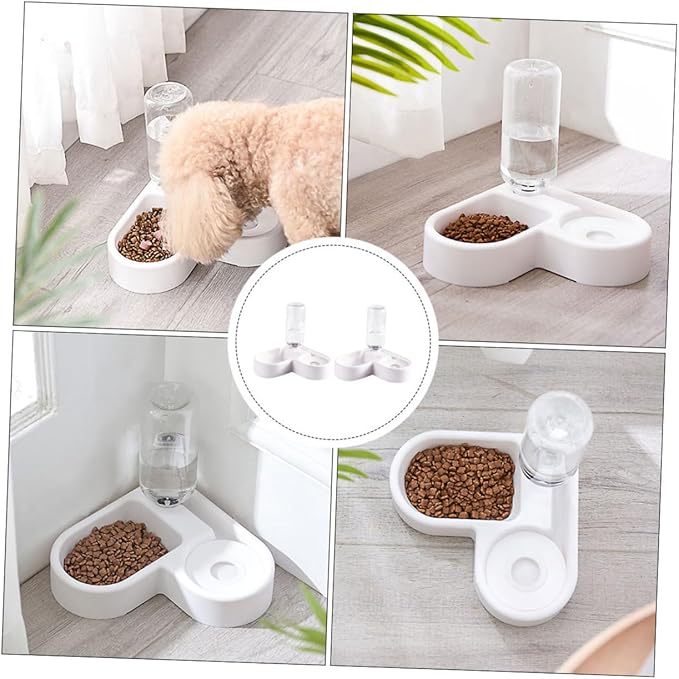 NOLITOY 2pcs Automatic Pet Drinking Bowl Dual Food and Water Feeder for Dogs and Cats Practical Design Non- Base for Pets