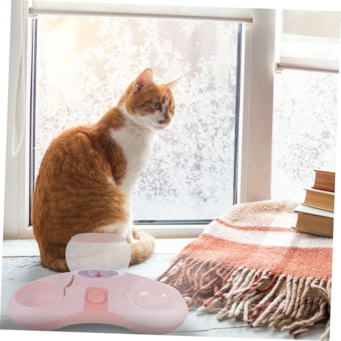 SUPVOX 1pc Automatic Pet Feeding Tray Double Bowl for Cats and Dogs Non-Spill Design Easy to Practical Food and Water Dispenser for Busy Pet Owners