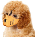 LUCKYPAW Dog Muzzle, Soft Muzzle for Small Medium Dogs Poodle Dachshund, Breathable Silicone Cage Mouth Cover to Prevent Biting and Chewing, Funny Rhino Muzzle with Adjustable Head Strap(Yellow, M)