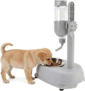 Pet Standing Water Dispenser, Multifunctional 2 in 1 Detachable Height Adjustable Pet Puppy Dog Kitten Bowl, Automatic Dog Water Dispenser for Puppy Dwarf Dog Cat,Grey,11 x 7.7 x 15.4in
