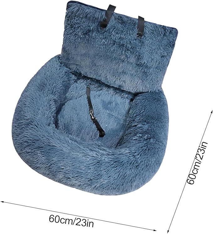 Plush Dog Car Seat Bed - Car Dog Kennel Safety Seat, Portable Elevated Pet Travel Booster | Pet Mat, Soft Polyester Fill Non‑Slip Base Seatbelt Tether for Secure Rides Cars Small Medium Do