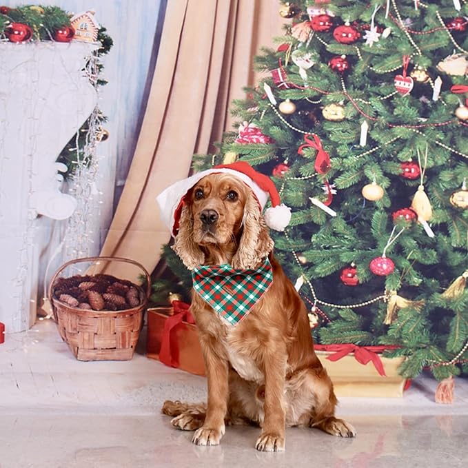 Elegant little tail Christmas Dog Bandana, Holiday Girl Boy Dog Bandanas for Small Medium Large Soft Dogs Washable Square Dog Scarf Adjustable Dog Kerchief