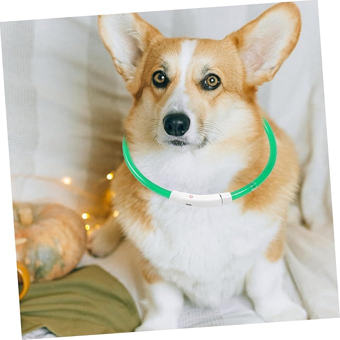 BESPORTBLE Rechargeable Led Pet Safety Collar Flashing Light up Necklace for Dogs Cats Fiber Optic Design Stylish High Visibility Dark for